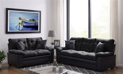 living room simple classic plush cushion sofa  loveseat microfiber