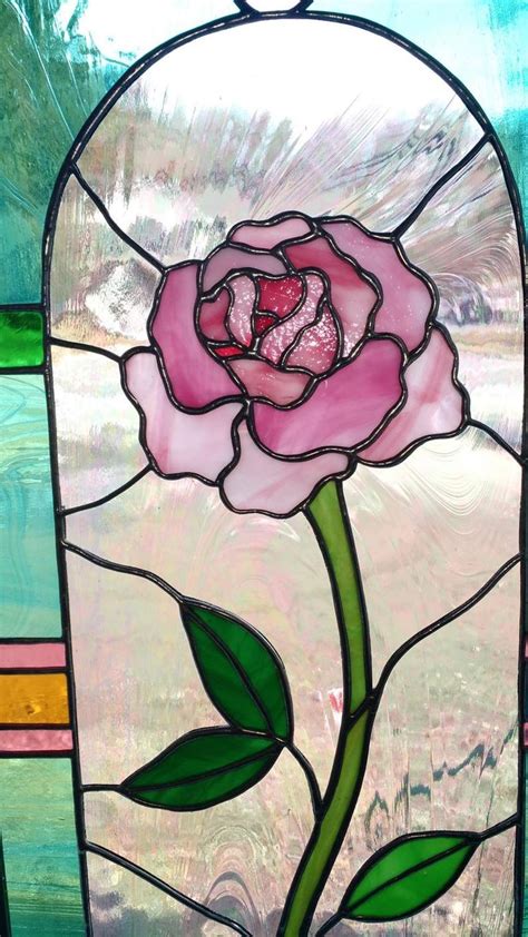 Rose In Bell Jar Hand Crafted Stained Glass Tiffany Etsy In 2021