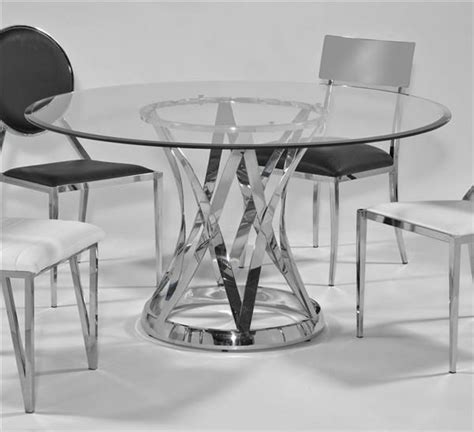 Janet Glass Steel 54 Inch Round 12mm 1 Inch Bevel Dining Table