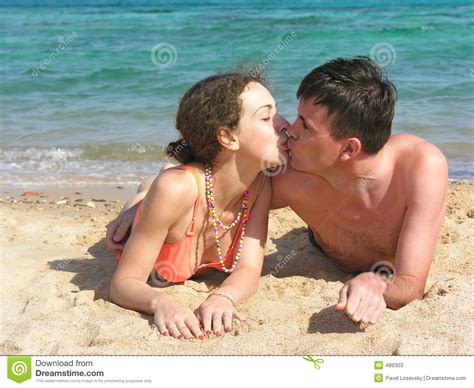 Couple Kiss On Beach Stock Image Image Of Coast Relax