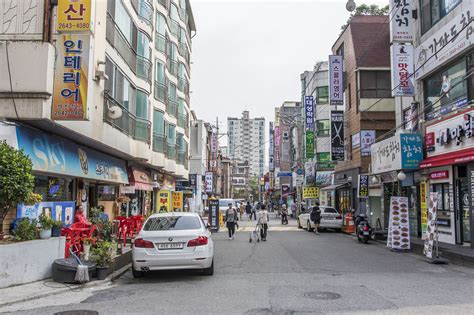typical street  residential neighborhood mokdong seoul south korea oc