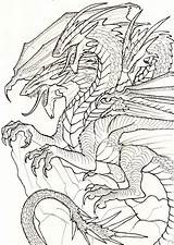 Coloring Heads Deviantart Dragon Line Headed Pages Tay Ruth Drawing Drawings Head Sketch Colouring Adult sketch template