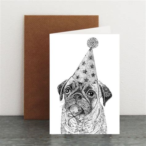 party pug dog card   dog cards cards pugs