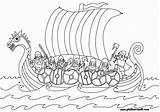 Coloring Viking Vikings Ship Pages Print sketch template