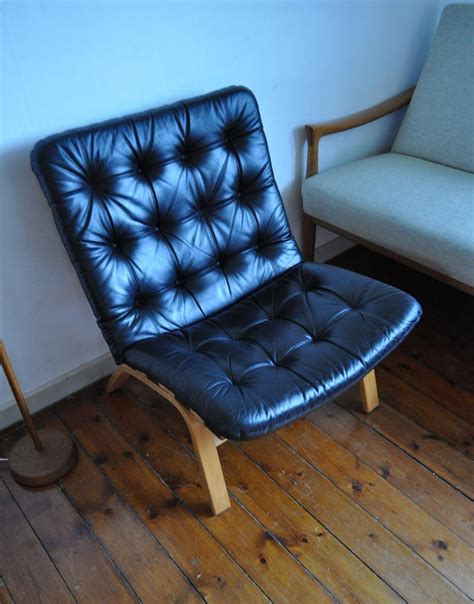 danish modern black leather lounge chair  sale  stdibs