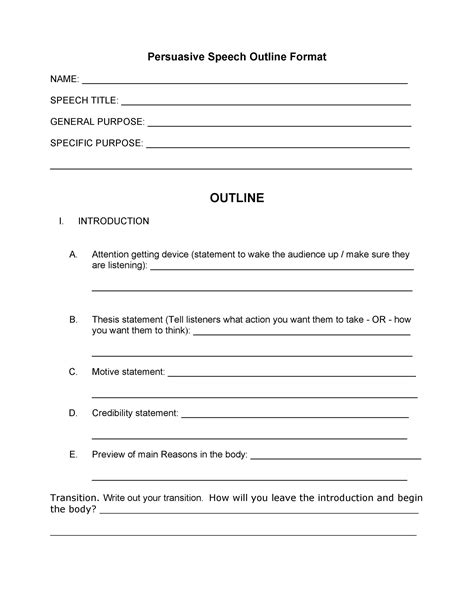 informative speech outline templates examples