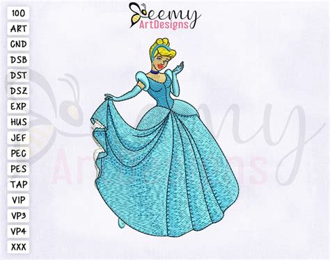 princess cinderella embroidery design  hoop disney etsy