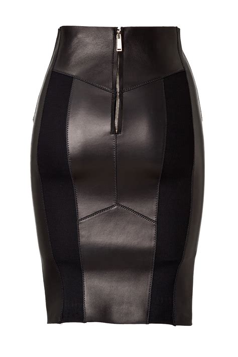 lyst dsquared² leather pencil skirt in black