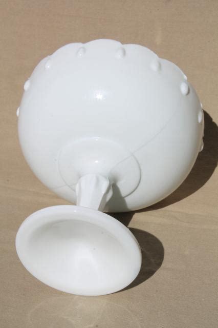 white milk glass pedestal compote flower bowl vintage