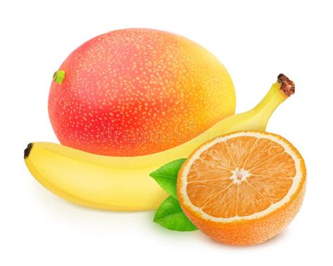 Composition With Mix Of Fully Ripened Tropical Fruits Isolated On A