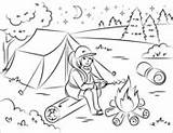 Roasting Marshmallow Lagerfeuer Wandern Ausmalbilder Campfire Supercoloring Ausmalen Malvorlagen Röstet Mädchen Lato Drukuj sketch template