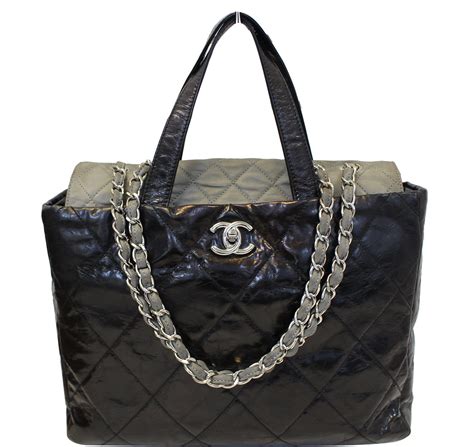 chanel tote bag black leather    women