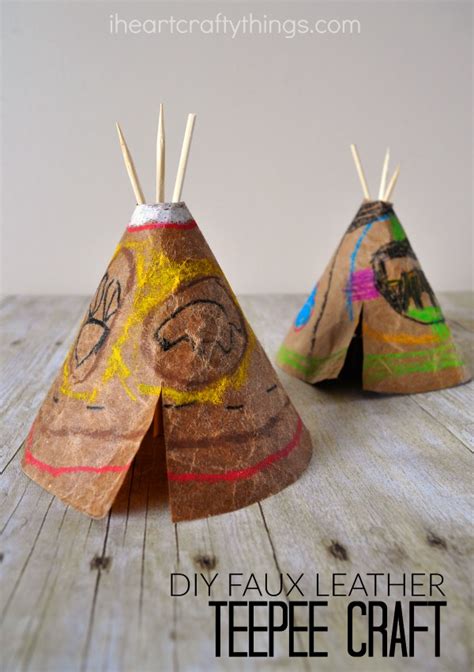 diy faux leather teepee craft  kids  heart crafty