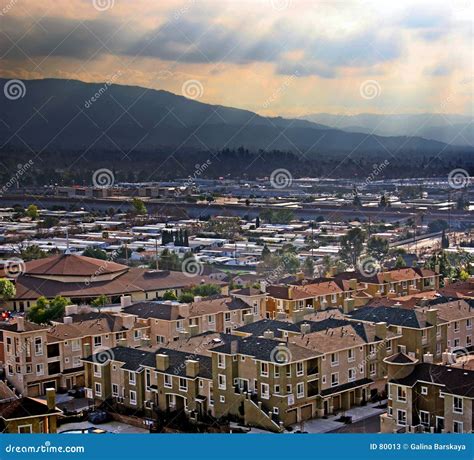 city   valley stock image image  high hills perspective