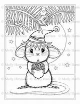 Coloring Whimsical Pages Acorn Mouse sketch template