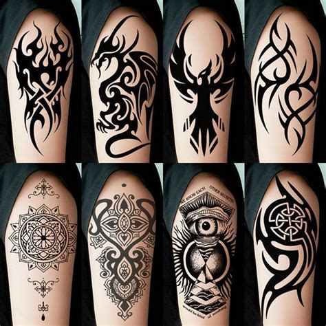 society men and women arm simulation fire totems tattoo paste