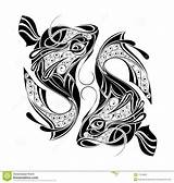 Tattoo Pisces Zodiac Tribal Tattoos Gemini Sign Fish Designs Vector Illustration Choose Board Symbol sketch template