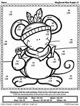 Thanksgiving Digit Subtraction Mice Mayflower Worksheets sketch template