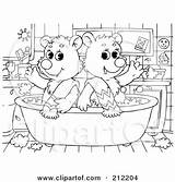 Tub Coloring Bear Bath Outline Cubs Clipart Time Bannykh Alex Illustrations Royalty sketch template