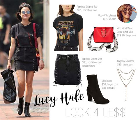 Lucy Hale S Denim Mini And Sock Boots Look For Less The