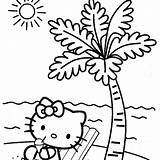 Beach Kitty Hello Palm Tree Coloring Drawing Pages Getdrawings sketch template