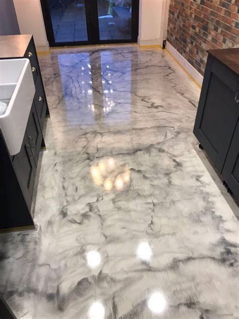 grey  black marble effect residential epoxy resin flooring epoxy