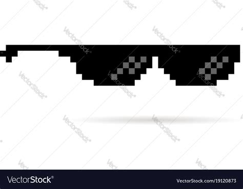 Black Thug Life Meme Like Glasses In Pixel Art Vector Image