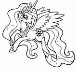 Celestia Coloring Princess Pony Little Pages sketch template