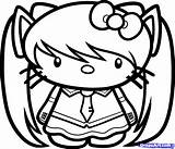 Coloring Kitty Hello Pages Emo Drawing Halloween Miku Hatsune Cute Sanrio Kitten Draw Character Step Color Printable Haloween Kids Puppy sketch template