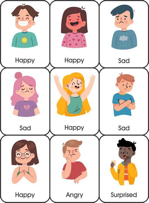 feelings  emotions flashcards  printable printable templates
