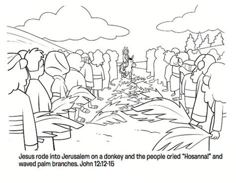 jesus rode  jerussalem   donkey  palm sunday coloring page
