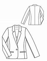 Blazer Drawing Fashion Pattern Sketches Sewing Flat Jacket Technical Drawings Button Dibujo Getdrawings Patterns Burdastyle Clothes Choose Board sketch template