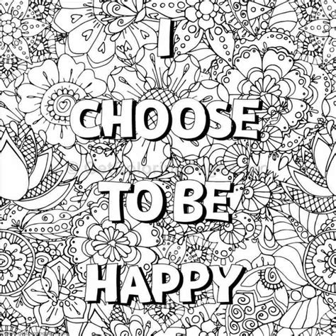 adult coloring page   words  choose   happy  black