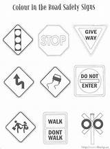 Signs Safety Coloring Traffic Road Sign Pages Printable Street Worksheets Preschool Kids Color Activities Kindergarten Drawing Colouring Sheets Week Transportation sketch template