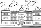 Coloring Clipart Schoolhouse School House Library Clip sketch template