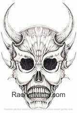 Coloring Skulls Grayscale Grunge Demonic sketch template