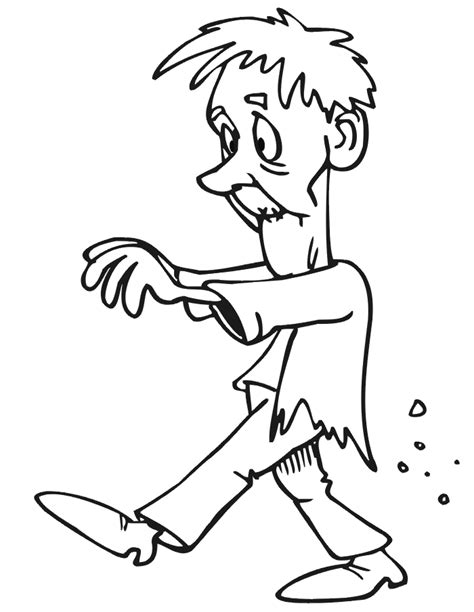 zombie coloring page zombie walking  arms