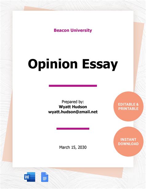 opinion essay template   word google docs templatenet