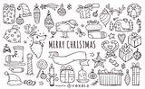 Doodles Christmas Outlines Elements Set Vector Drawn Hand Vexels มาส คร Save Vectors sketch template