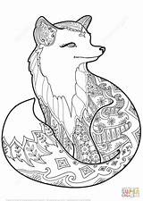 Fox Coloring Baby Pages Cute Zentangle Printable Ausmalbilder Mandala Colouring Animal Mermaid Tiere Color Kostenlos Print Supercoloring Sheets Kids Adult sketch template