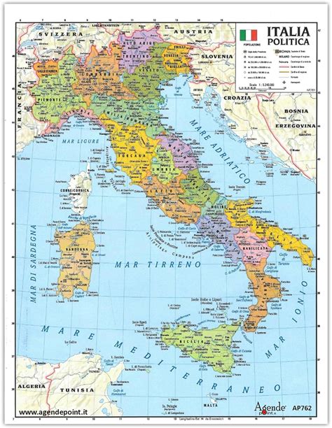 cartina italia geografica  fisica politica  agendepointit
