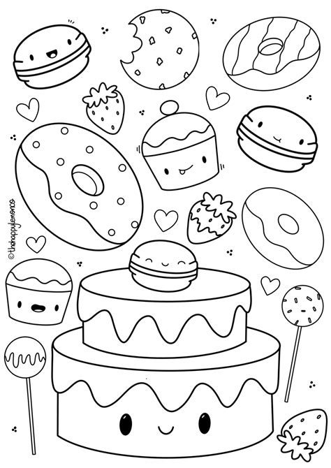 bakery  cakes colouring page kawaii cute cake etsy cute coloring