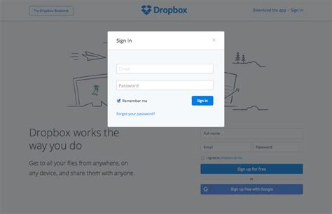 dropbox login page find saas websites inspiration