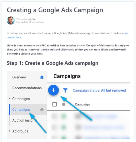 tutorial creating  google ads campaign clickervolt