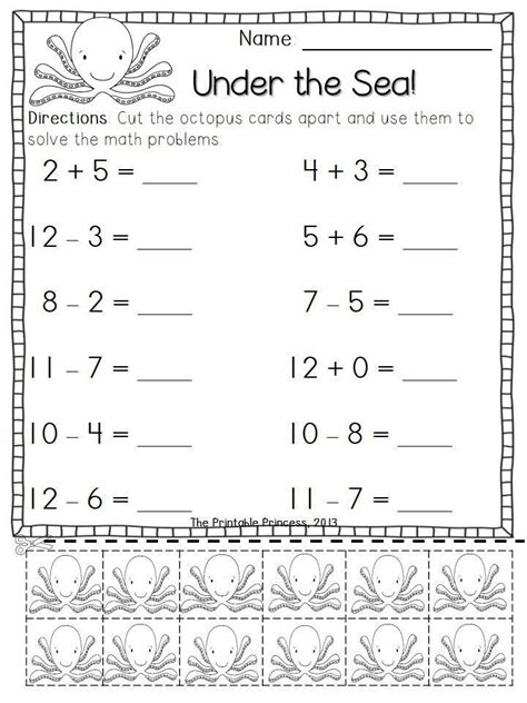 kindergarten addition subtraction worksheets   kindergarten