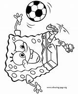 Coloring Spongebob Squarepants Soccer Playing sketch template