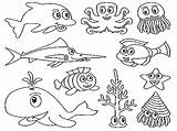 Pages Coloring Ocean Animals Printable Kids Sea Creatures sketch template