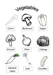 vegetable coloring sheet esl worksheet by angrylildragon