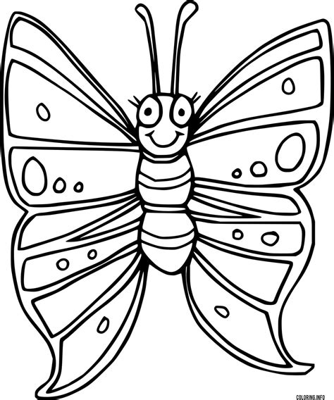 cute butterfly smiling coloring page printable
