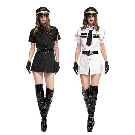 new sexy police costume adult woman aviator role playing dress adult